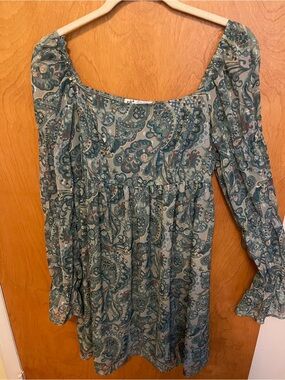 Jolt Teal and Cream Paisley Blouse